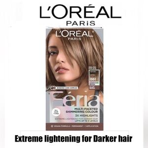 L Oreal Feria Permanent Hair Color B61 Downtown Brown Hi Lift 1 application NWT